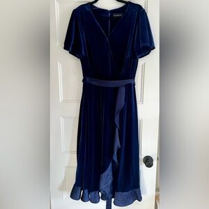 Lane Bryant Blue Velvet Party Dress Flutter Sleeve Womens Size 18/20 Cocktail